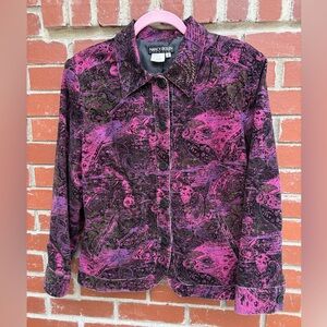 Artwear Boho Lux Beaded Whimsical Goth Corduroy Jacket Purple Paisley Women 10